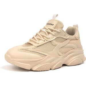 🆕 Niluber Platform Sneaker-Slip Women Cream Running Lightweight Glitter Shoes